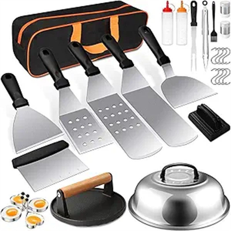29PCS BBQ Set w/ Burger Press, Stainless Steel Grill Tools & Spatula