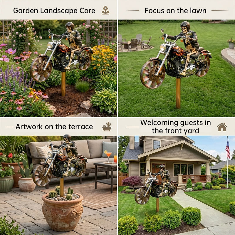 Motorcycle Wind Spinner Metal Decorative Pinwheel Windmill for Yard for Outdoor Patio Lawn Garden Landscape Backyard Art Decor