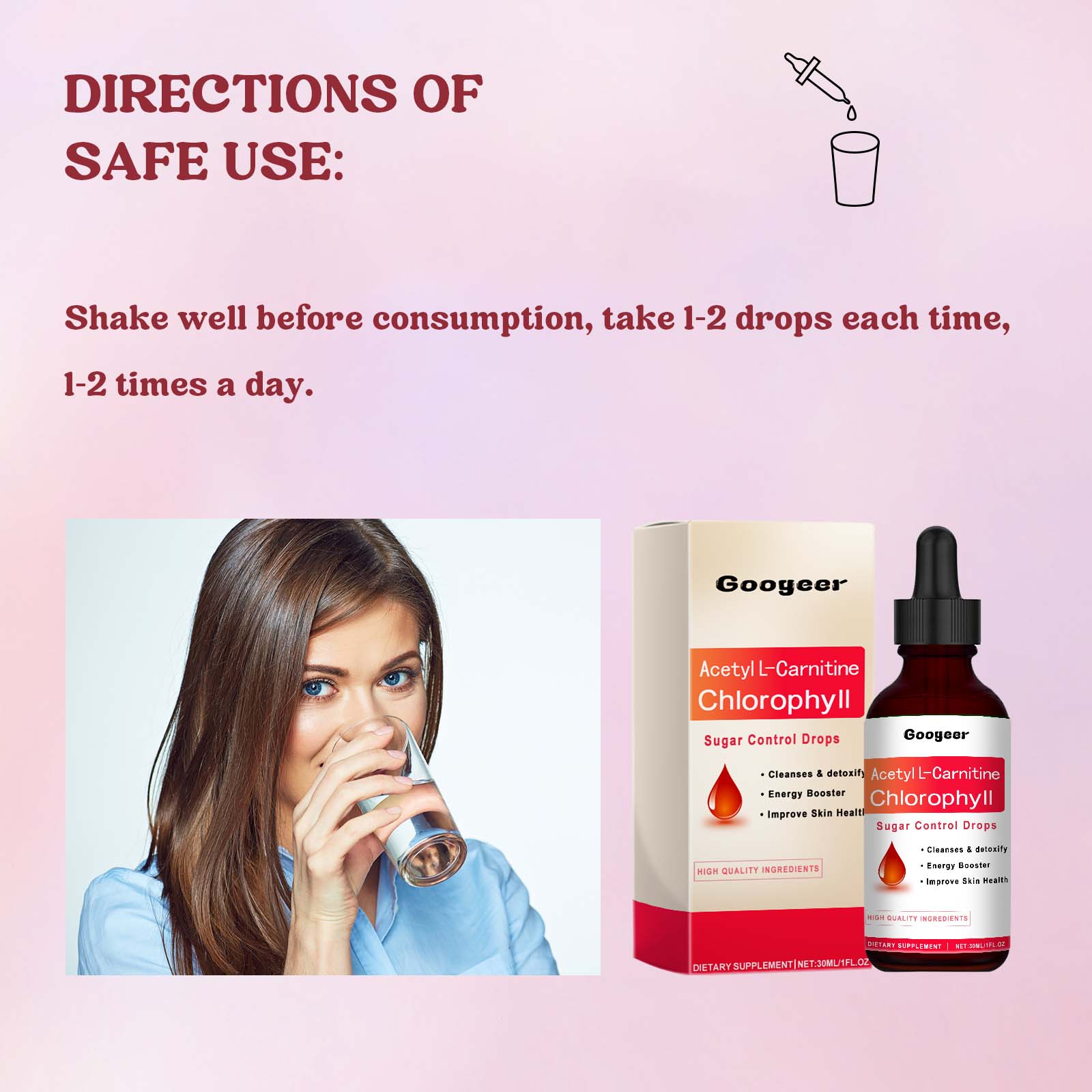 Acetyil-Carnitine Chlorophyll Sugar Control Drops, Balance Blood Lipids Sugar Soothing Care Supplement Body Nutrition Health Care Drops