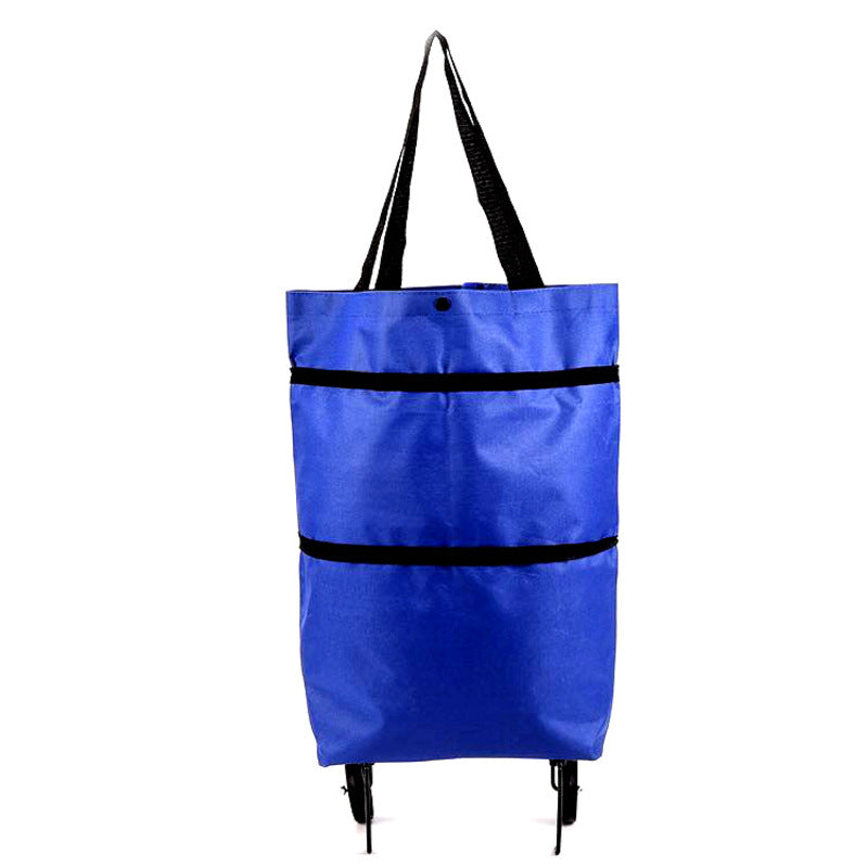 Portable Foldable Shopping Cart with Wheels - Lightweight Backpack Style Travel Trolley for Groceries & Storage