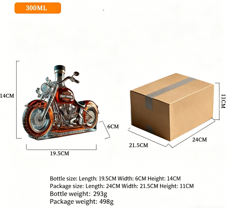 Motorcycle Whiskey Bottle High Borosilicate Glass Craft Beer Bottle Motorcycle Shape Bottle