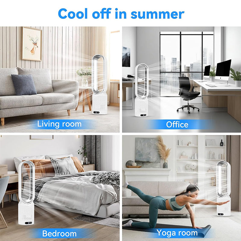2026 New Bladeless Tower Fan with Air Purifier – Ultra-Quiet Floor & Desk Fan for Bedroom, Home, Office