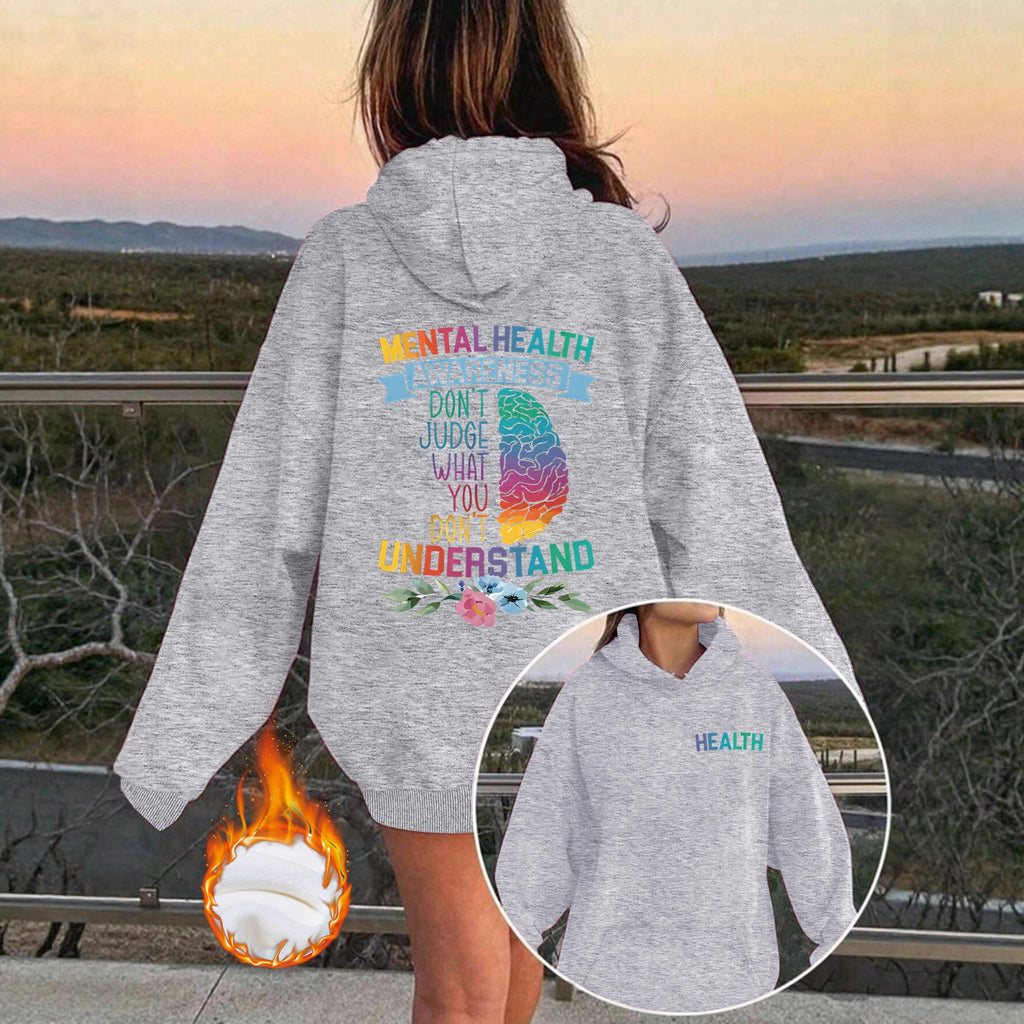 Mental Health Awareness Pattern Printed Hoodie