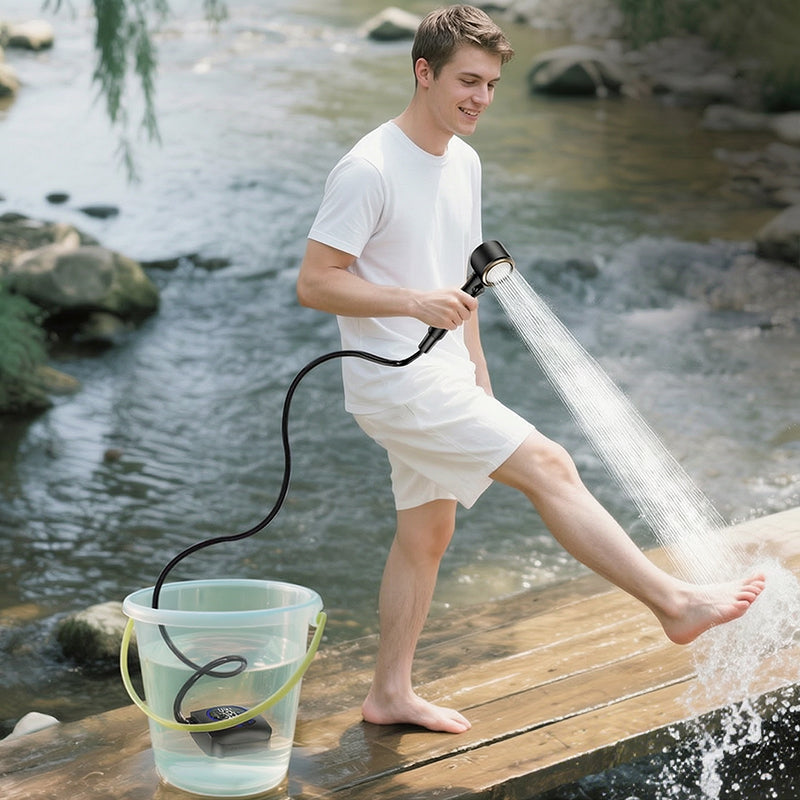 8000mAh Portable Camping Shower, IPX8 Waterproof Rechargeable Outdoor Shower Pump with Hose