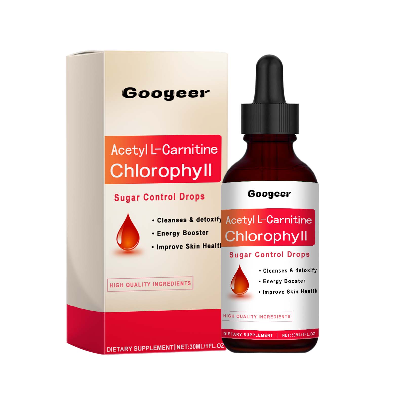 Acetyil-Carnitine Chlorophyll Sugar Control Drops, Balance Blood Lipids Sugar Soothing Care Supplement Body Nutrition Health Care Drops