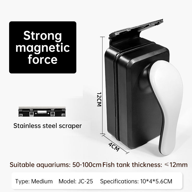 Strong Magnetic Aquarium Cleaner, Floating Algae Scraper Brush with Non-Slip Handle for Small, Medium & Large Fish Tanks