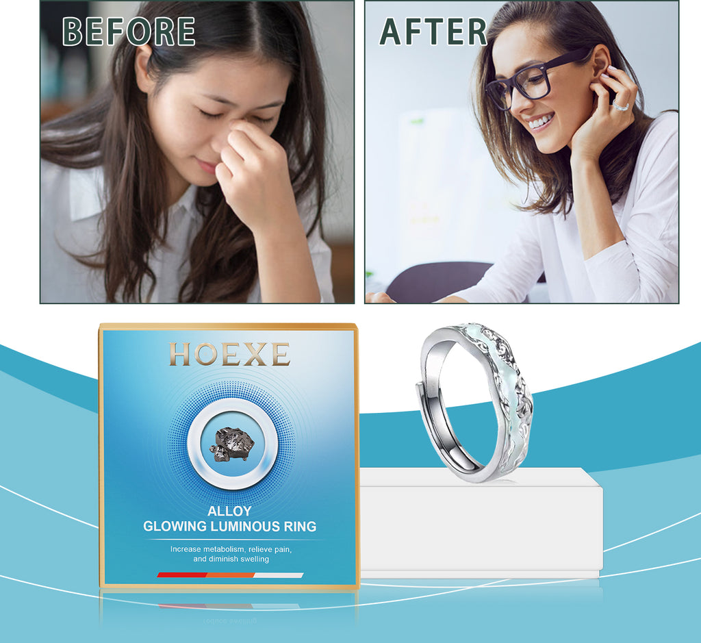 Hoexe Silver Glow-In-The-Dark Rings Protect Daily Life, Physical Exercise, Portable Men's And Women's Care Rings