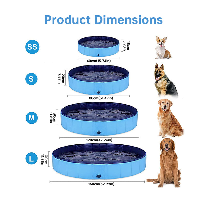 Portable Dog Swimming Pool – Foldable Pet Bathing Tub with Drain, Outdoor Puppy Pool for Summer Water Fun & Cleaning