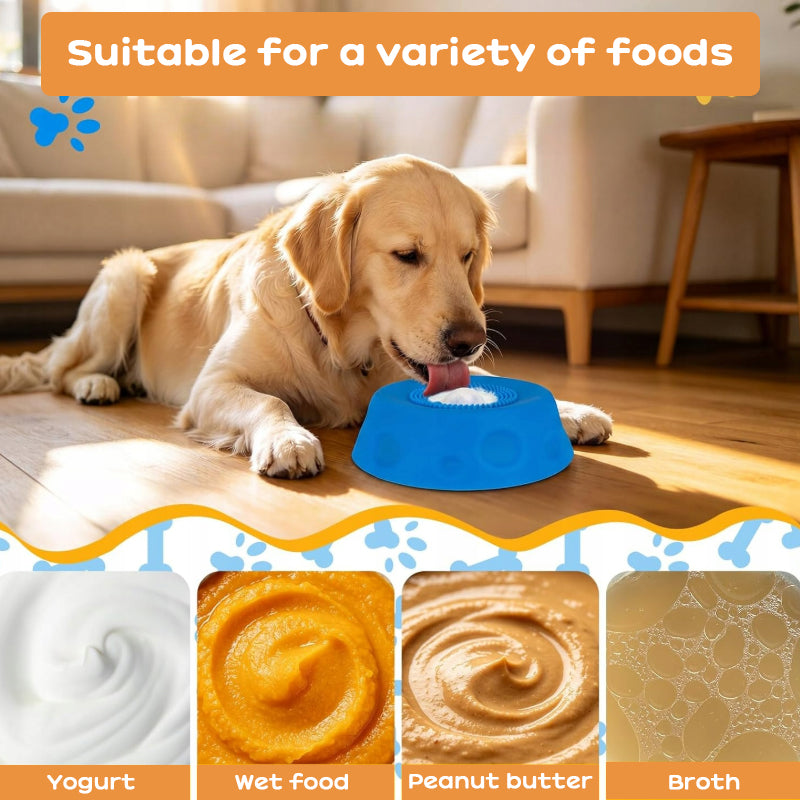 Silicone Dog Lick Bowl Slow Feeder w/ Rolling Ball, Anti-Choking & Non-Slip
