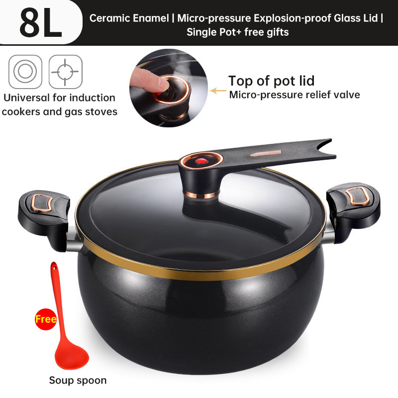 Modern 7L Micro-Pressure Soup Pot - 27cm Non-Stick Stewing Casserole, Includes Spoon, Safe for Induction & Gas Cooking