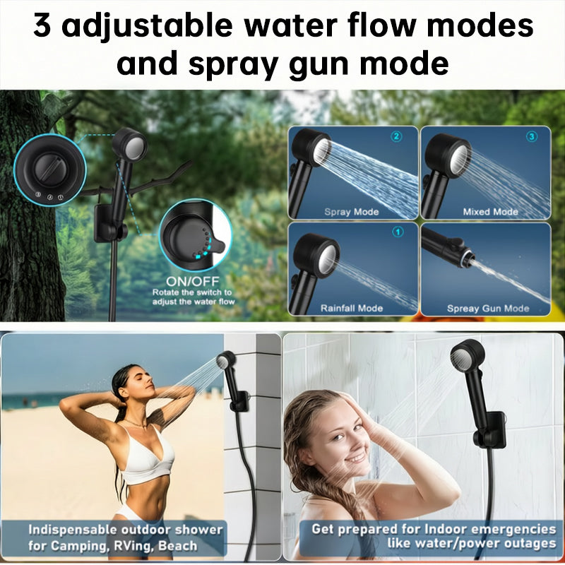 8000mAh Portable Camping Shower, IPX8 Waterproof Rechargeable Outdoor Shower Pump with Hose