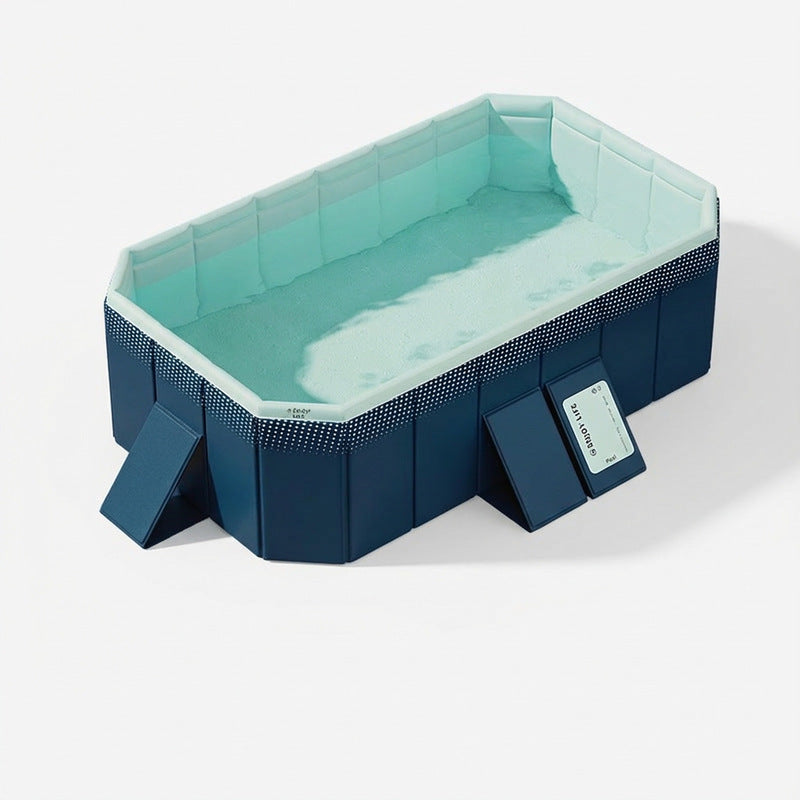 Large Foldable Rectangular Family Swimming Pool, Non-Inflatable Above Ground Pool, Easy Setup Outdoor Pool for Adults and Kids