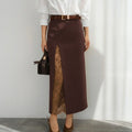 Side slit lace patchwork skirt
