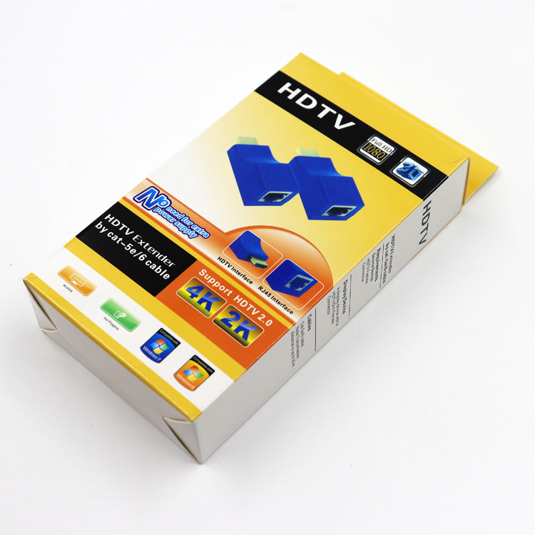 HDMI Extender Single Ethernet Cable to HDMI High-Definition Network Cat 6 Amplified Transmission Device 30m Signal