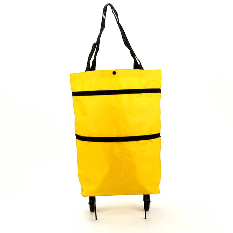 Portable Foldable Shopping Cart with Wheels - Lightweight Backpack Style Travel Trolley for Groceries & Storage