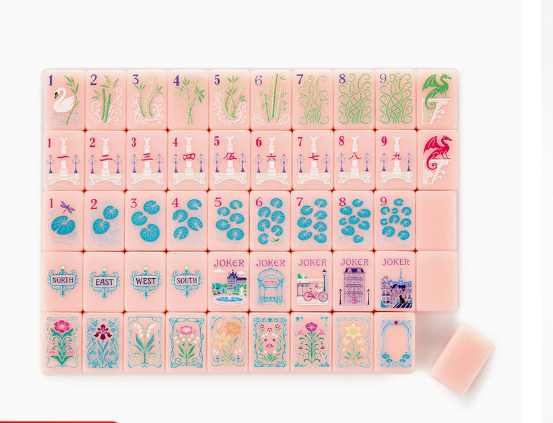 Mahjong Acrylic Pink American Mahjong Outdoor Travel Entertainment Mahjong Hands Playing Home Mahjong