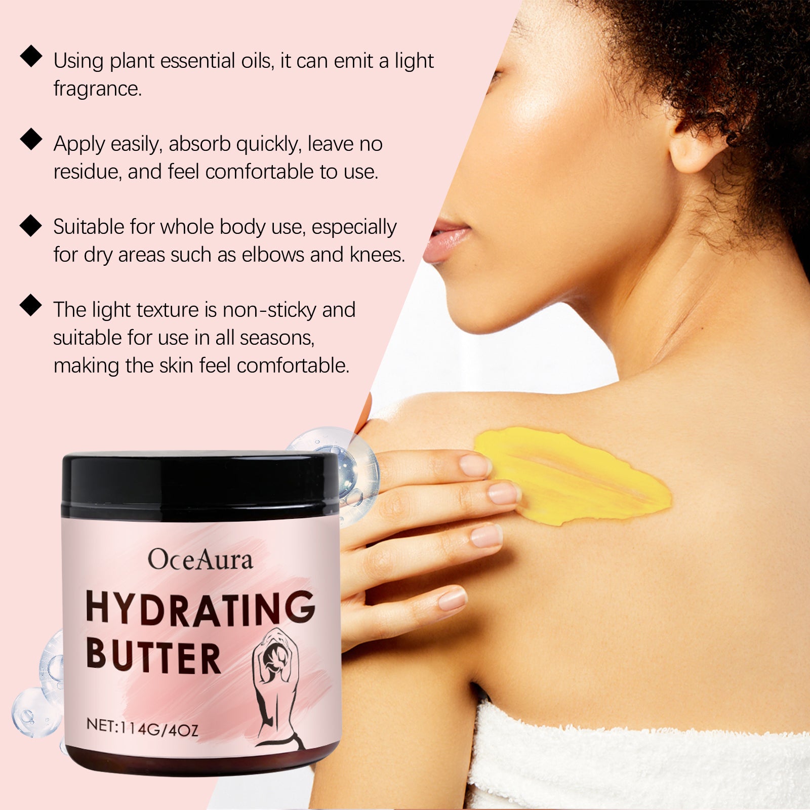 OceAura Hydrating Skin Care Cream Plant Essential Oil Nourishing Hydrating Refreshing Skin Care Improve Skin Elasticity Body Lotion