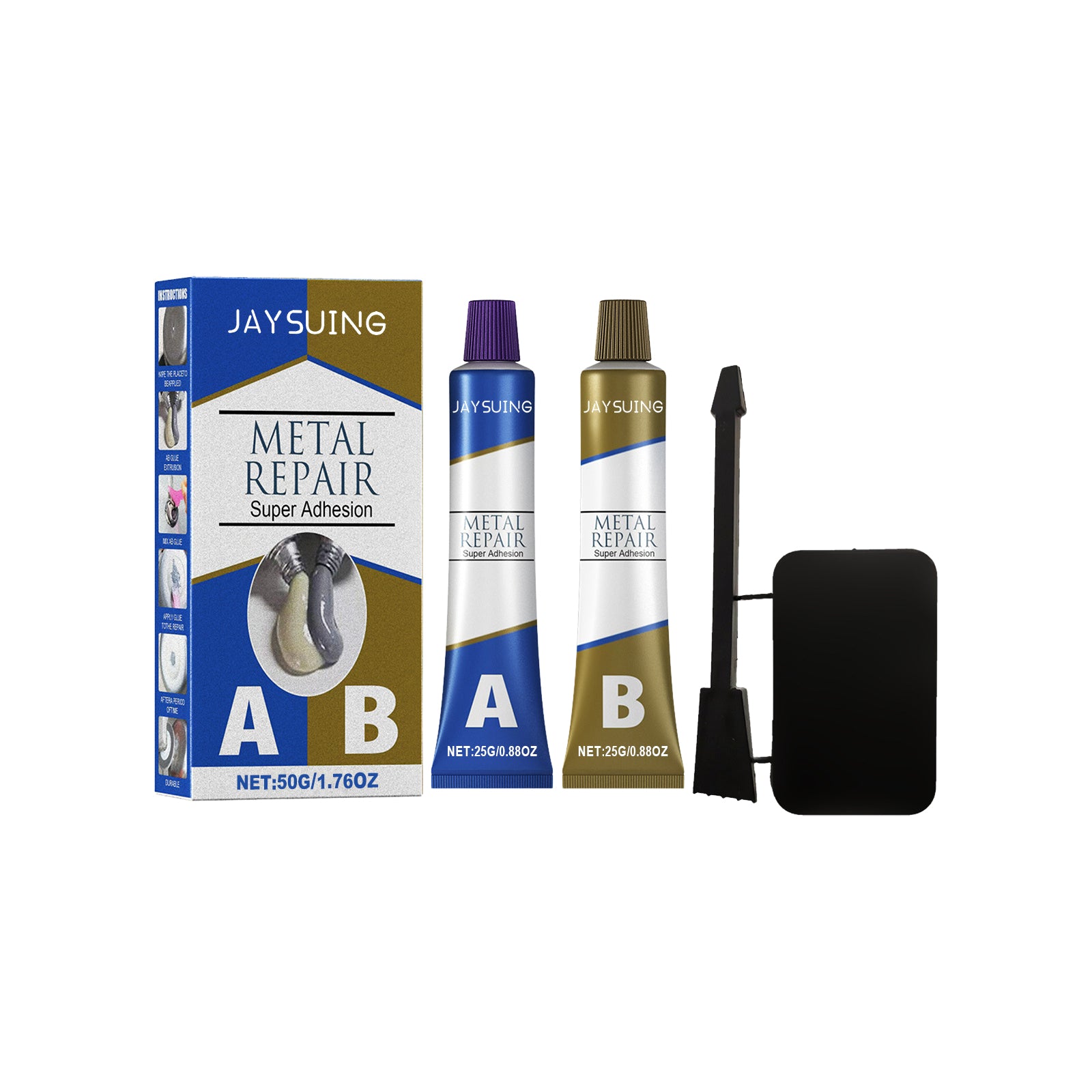 Jaysuing Metal Repair Glue 50g, Box Cast Iron Sealant Ab Glue Anti-Repair Agent For Leak Sealing And Metal Bonding