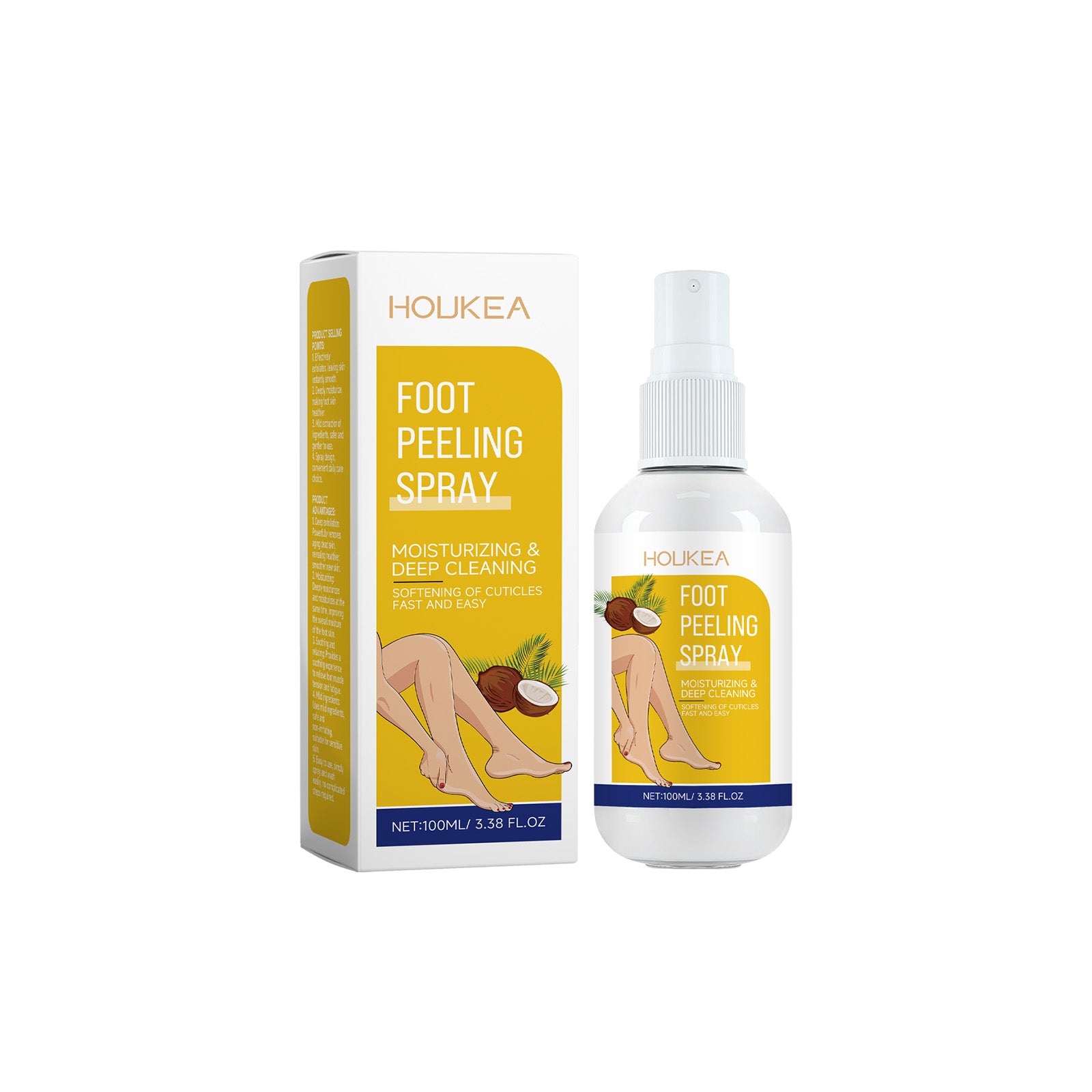 Houkea Foot Exfoliator Spray Gentle Cleansing Foot Soft Skin Moisturizing And Moisturizing Treatment Spray