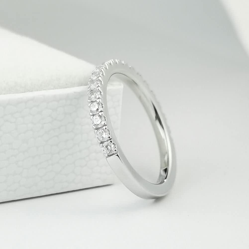 Bo.Dream Cubic Zirconia Eternity Rings Wedding Band 925 Sterling Silver