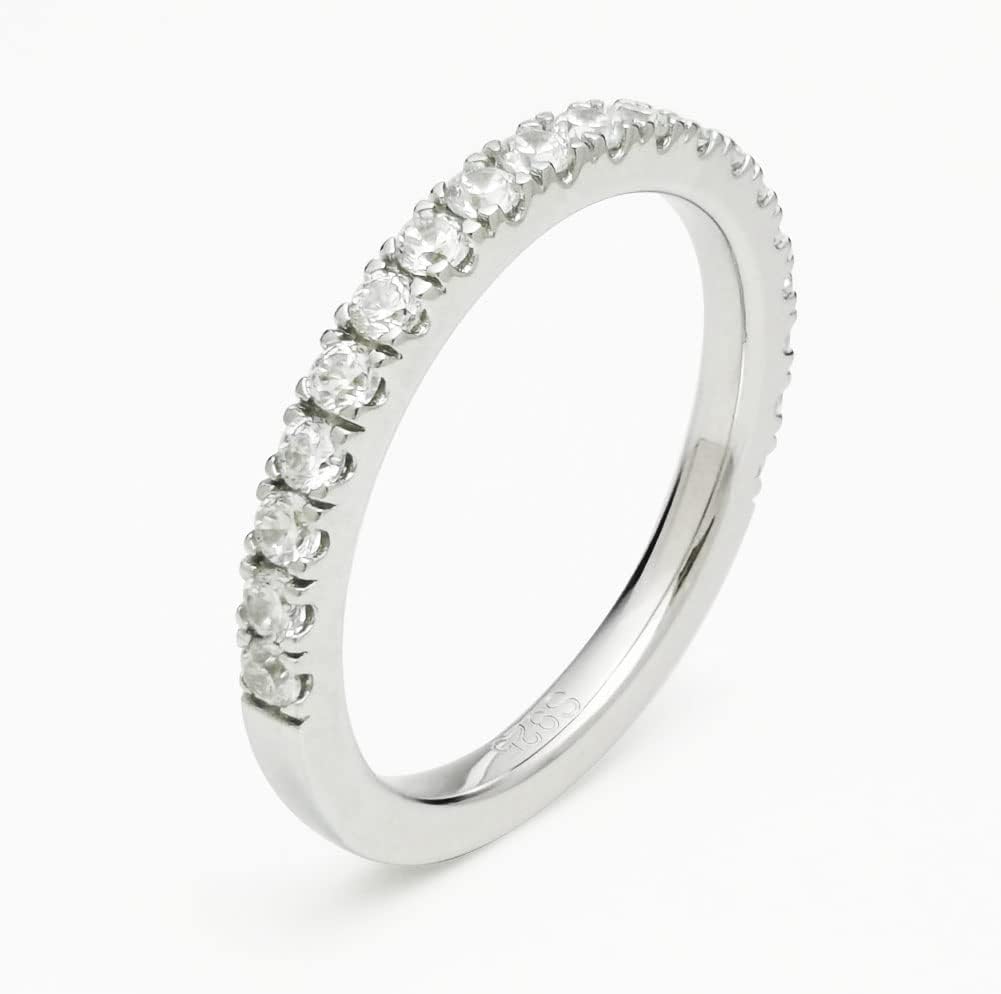 Bo.Dream Cubic Zirconia Eternity Rings Wedding Band 925 Sterling Silver