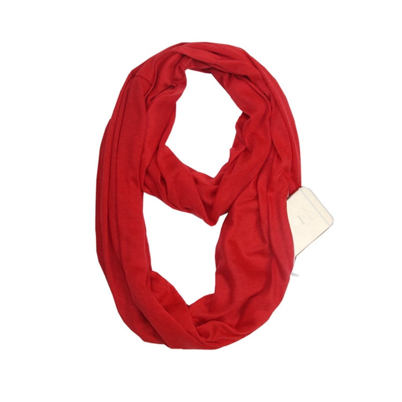 Unisex Loop Scarves for Women Girls Lightweight Convertible Infinity Scarf Wrap with Hidden Zipper Pocket Stretchy Travel Scarf
