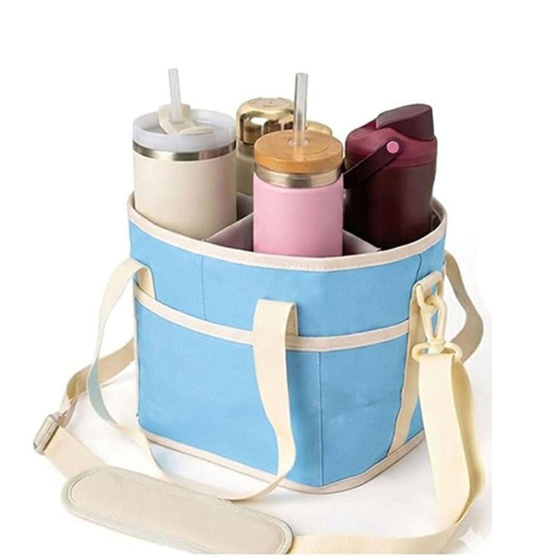 4-Compartment Leakproof Drink Carrier Bag – Adjustable Strap Beverage Holder for Car & Travel