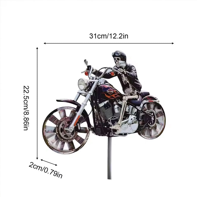 Motorcycle Wind Spinner Metal Decorative Pinwheel Windmill for Yard for Outdoor Patio Lawn Garden Landscape Backyard Art Decor