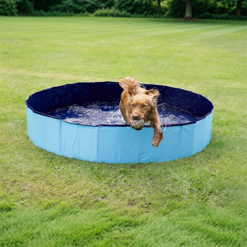 Portable Dog Swimming Pool – Foldable Pet Bathing Tub with Drain, Outdoor Puppy Pool for Summer Water Fun & Cleaning