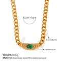 Embedded Cat's Eye Stone Necklace Retro Vintage Geometric Choker Chain