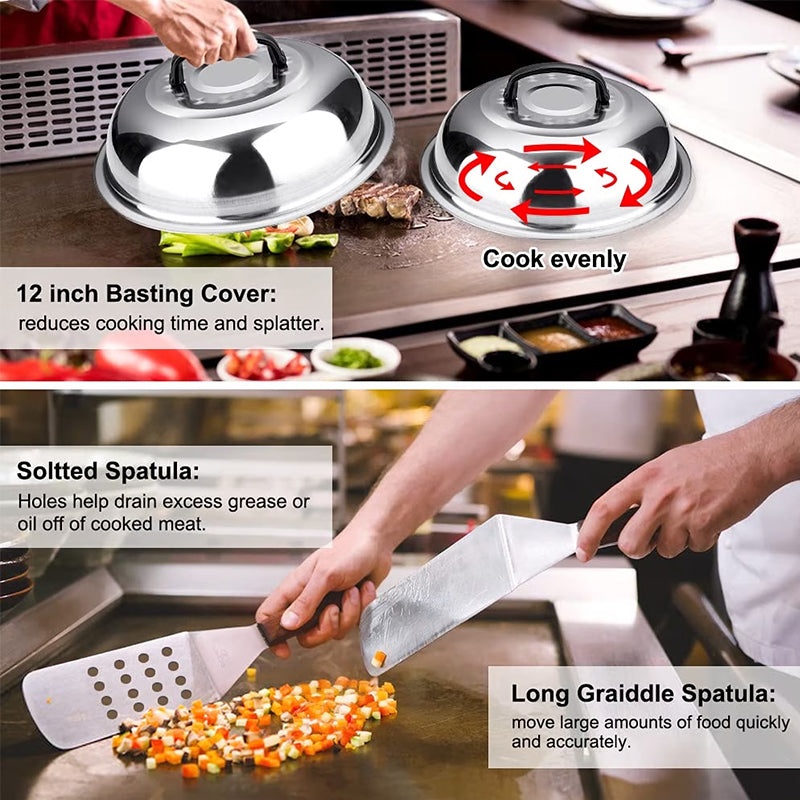 29PCS BBQ Set w/ Burger Press, Stainless Steel Grill Tools & Spatula