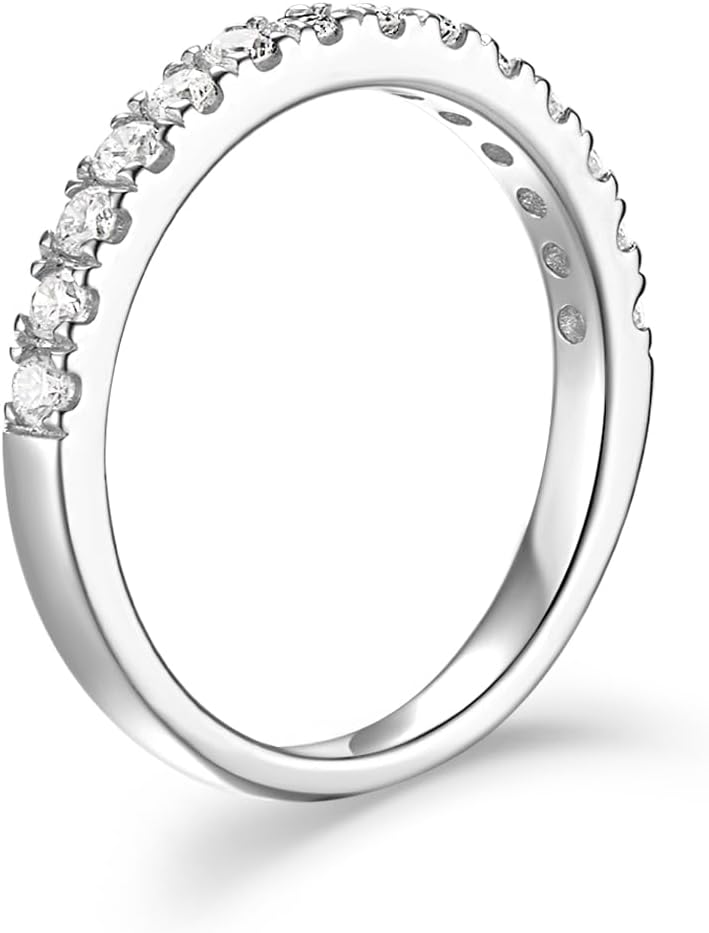 AGVANA Eternal Glow 0.42 Ct. Tw. Lab Grown Diamond Ladies Eternity Wedding Anniversary Stackable Band Ring in Sterling Silver Engagement Promise Wedding Band Ring for Women (D-E Color, VS Clarity)