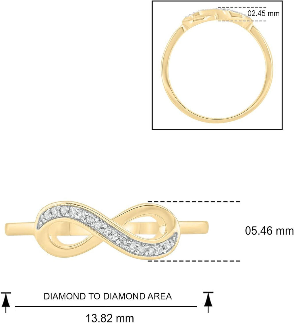 Cali Trove 1/20cttw Natural Diamond Promise Ring for Women in 10K Gold | Infinity Design with Round White Diamond Accents | Mother's Day Gift | White, Yellow or Rose Gold Jewelry with Infinity Sign