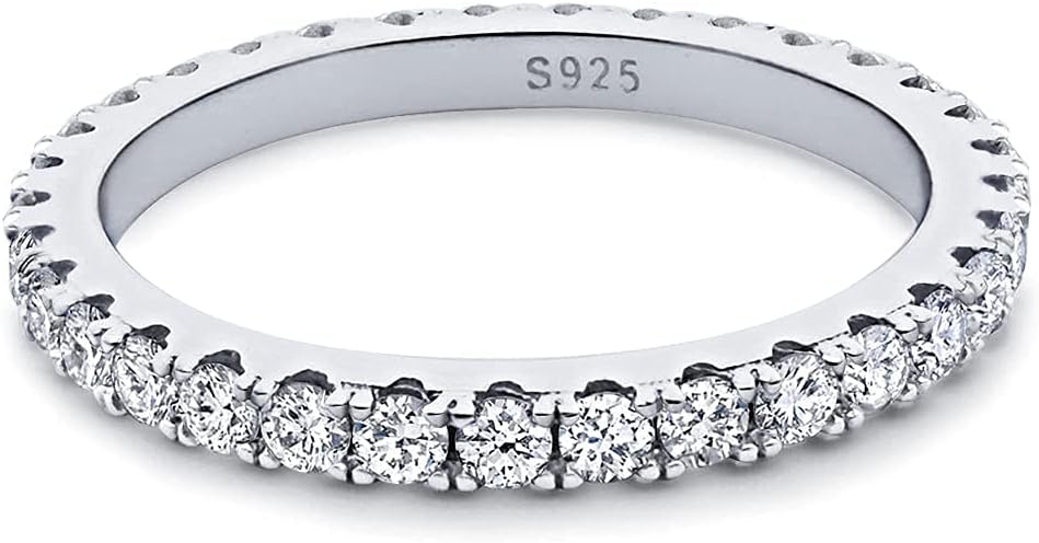 Bo.Dream Cubic Zirconia Eternity Rings Wedding Band 925 Sterling Silver