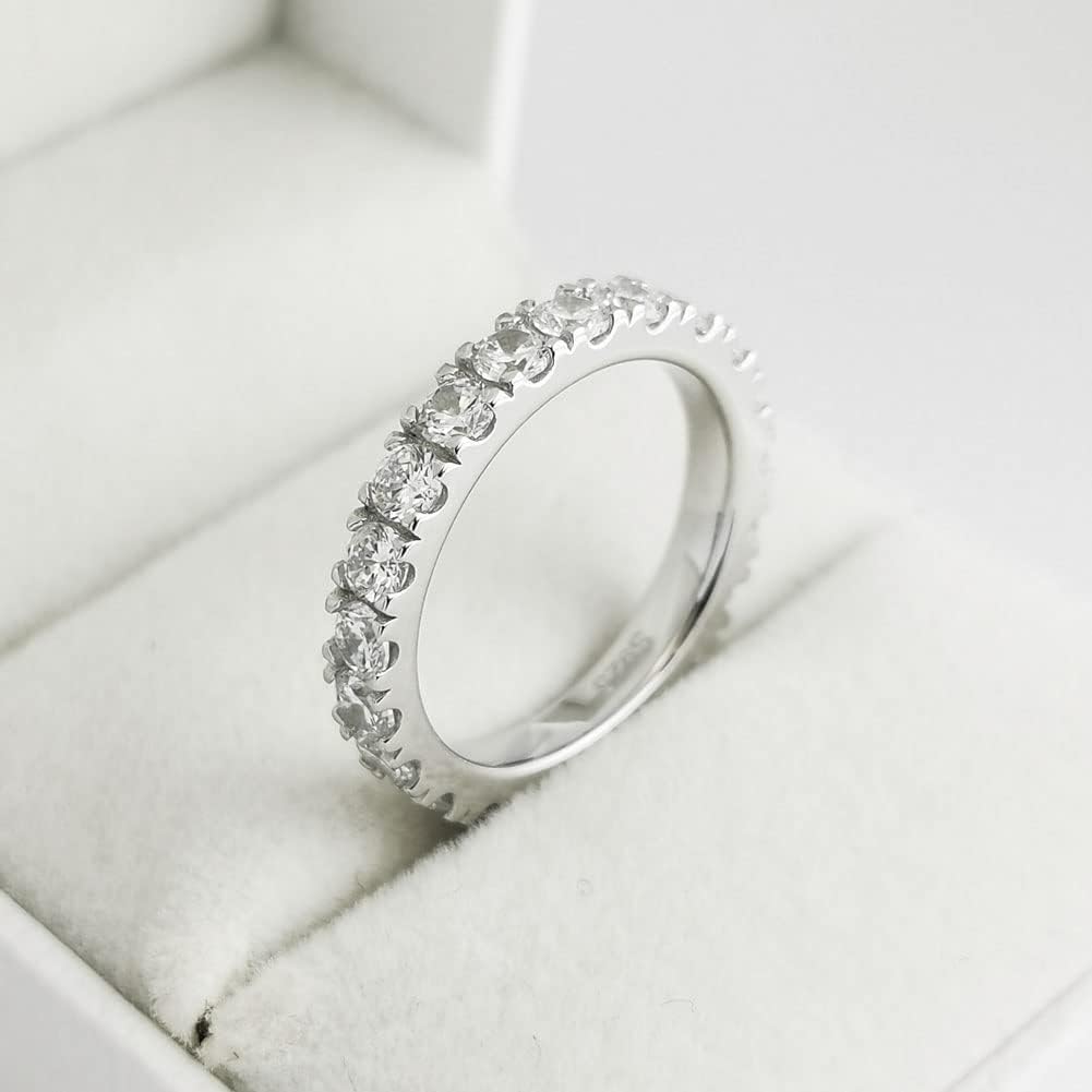 Bo.Dream Cubic Zirconia Eternity Rings Wedding Band 925 Sterling Silver