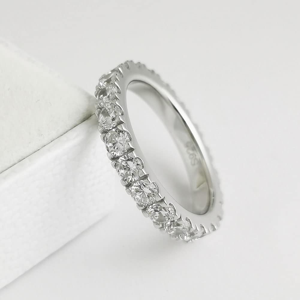 Bo.Dream Cubic Zirconia Eternity Rings Wedding Band 925 Sterling Silver