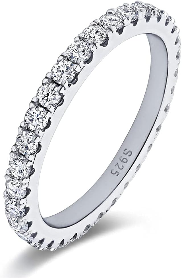 Bo.Dream Cubic Zirconia Eternity Rings Wedding Band 925 Sterling Silver