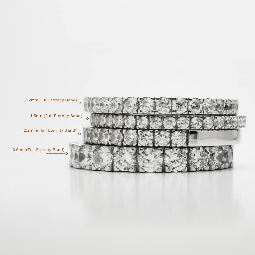 Bo.Dream Cubic Zirconia Eternity Rings Wedding Band 925 Sterling Silver
