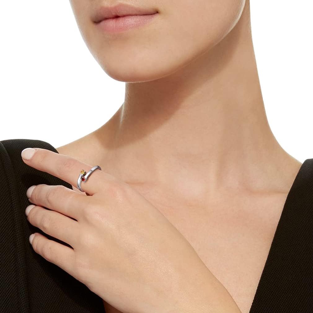 Custom4U Personalized Birthstone Rings for Women Promise Rings for Her | Sterling Silver Mothers Ring Customized Cubic Zirconia Wedding/Valentine's Day/Mother's Day Jewelry Gift for Mom Wife