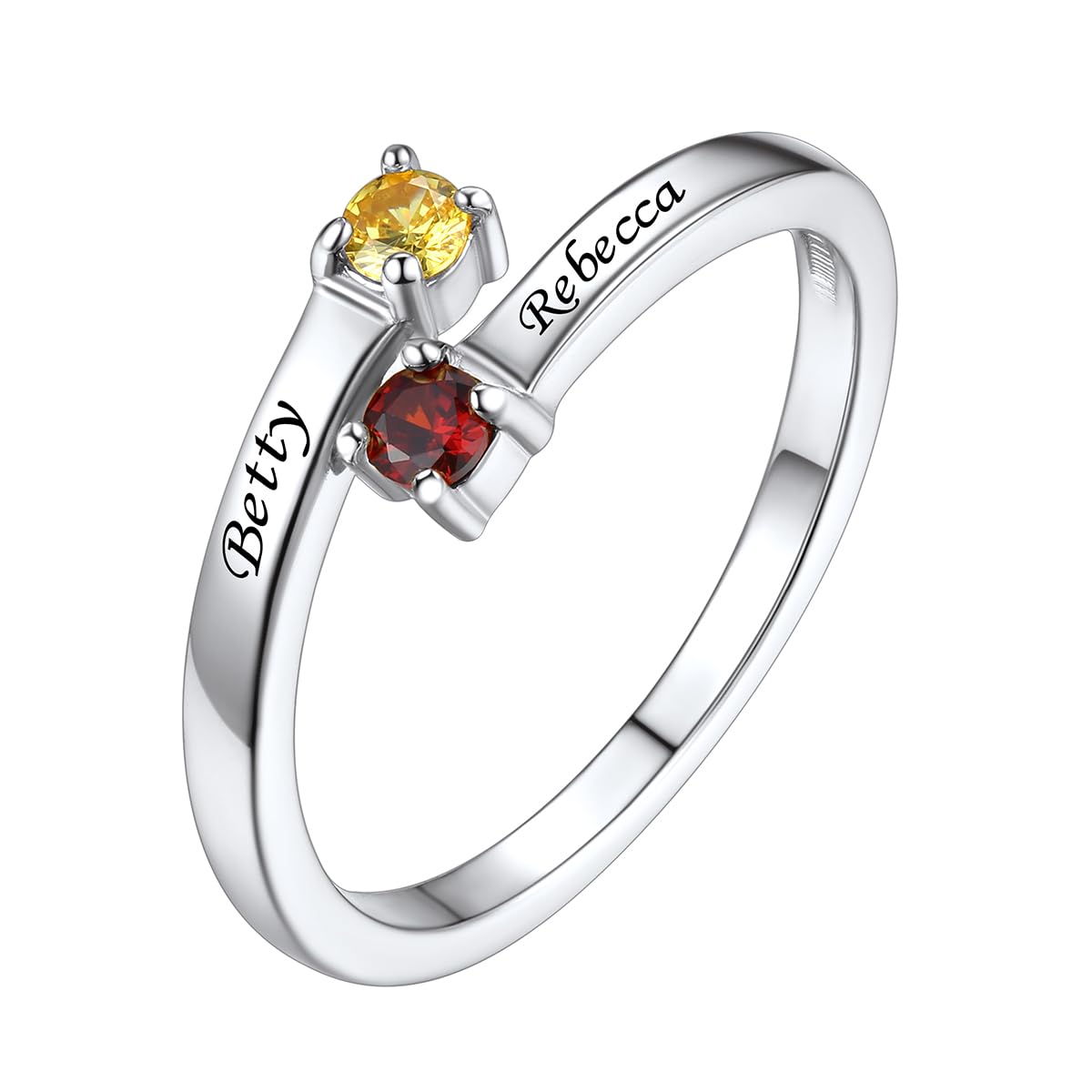 Custom4U Personalized Birthstone Rings for Women Promise Rings for Her | Sterling Silver Mothers Ring Customized Cubic Zirconia Wedding/Valentine's Day/Mother's Day Jewelry Gift for Mom Wife