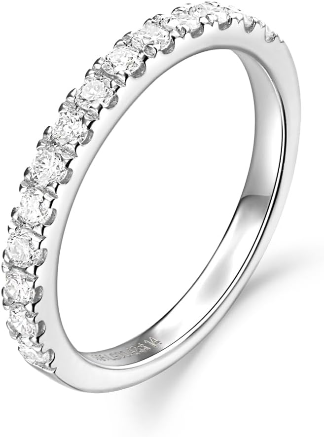 AGVANA Eternal Glow 0.42 Ct. Tw. Lab Grown Diamond Ladies Eternity Wedding Anniversary Stackable Band Ring in Sterling Silver Engagement Promise Wedding Band Ring for Women (D-E Color, VS Clarity)