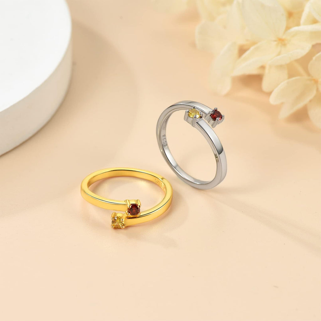 Custom4U Personalized Birthstone Rings for Women Promise Rings for Her | Sterling Silver Mothers Ring Customized Cubic Zirconia Wedding/Valentine's Day/Mother's Day Jewelry Gift for Mom Wife