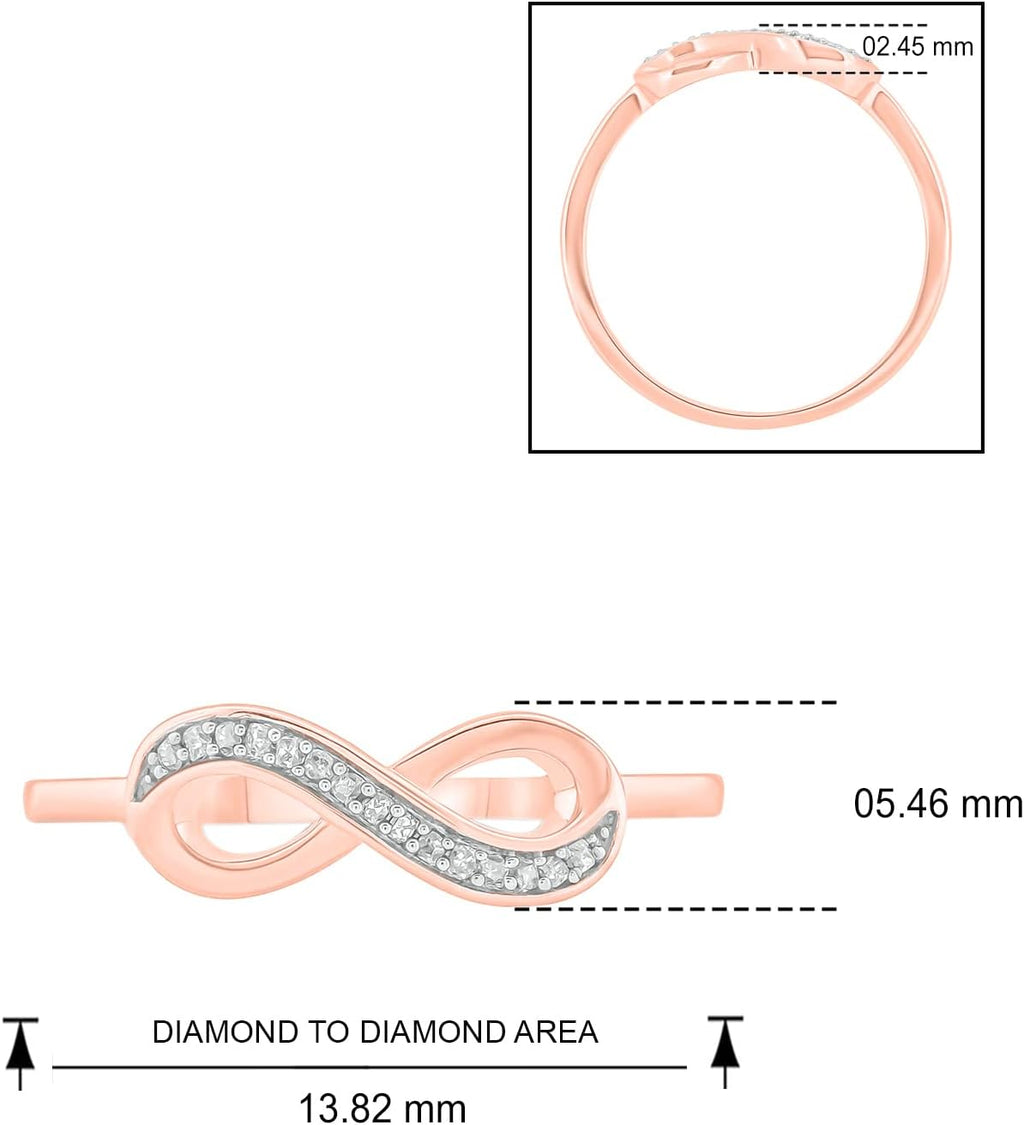 Cali Trove 1/20cttw Natural Diamond Promise Ring for Women in 10K Gold | Infinity Design with Round White Diamond Accents | Mother's Day Gift | White, Yellow or Rose Gold Jewelry with Infinity Sign