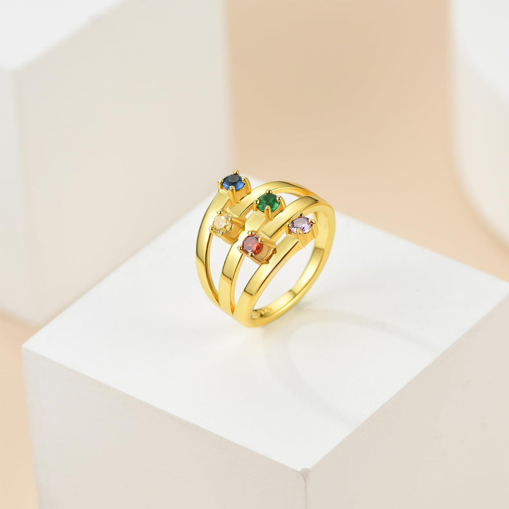Custom4U Personalized Birthstone Rings for Women Promise Rings for Her | Sterling Silver Mothers Ring Customized Cubic Zirconia Wedding/Valentine's Day/Mother's Day Jewelry Gift for Mom Wife