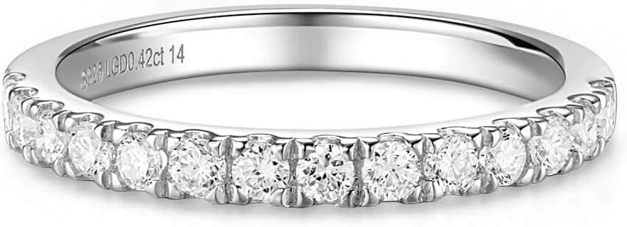 AGVANA Eternal Glow 0.42 Ct. Tw. Lab Grown Diamond Ladies Eternity Wedding Anniversary Stackable Band Ring in Sterling Silver Engagement Promise Wedding Band Ring for Women (D-E Color, VS Clarity)