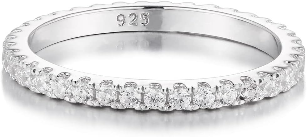 Bo.Dream Cubic Zirconia Eternity Rings Wedding Band 925 Sterling Silver