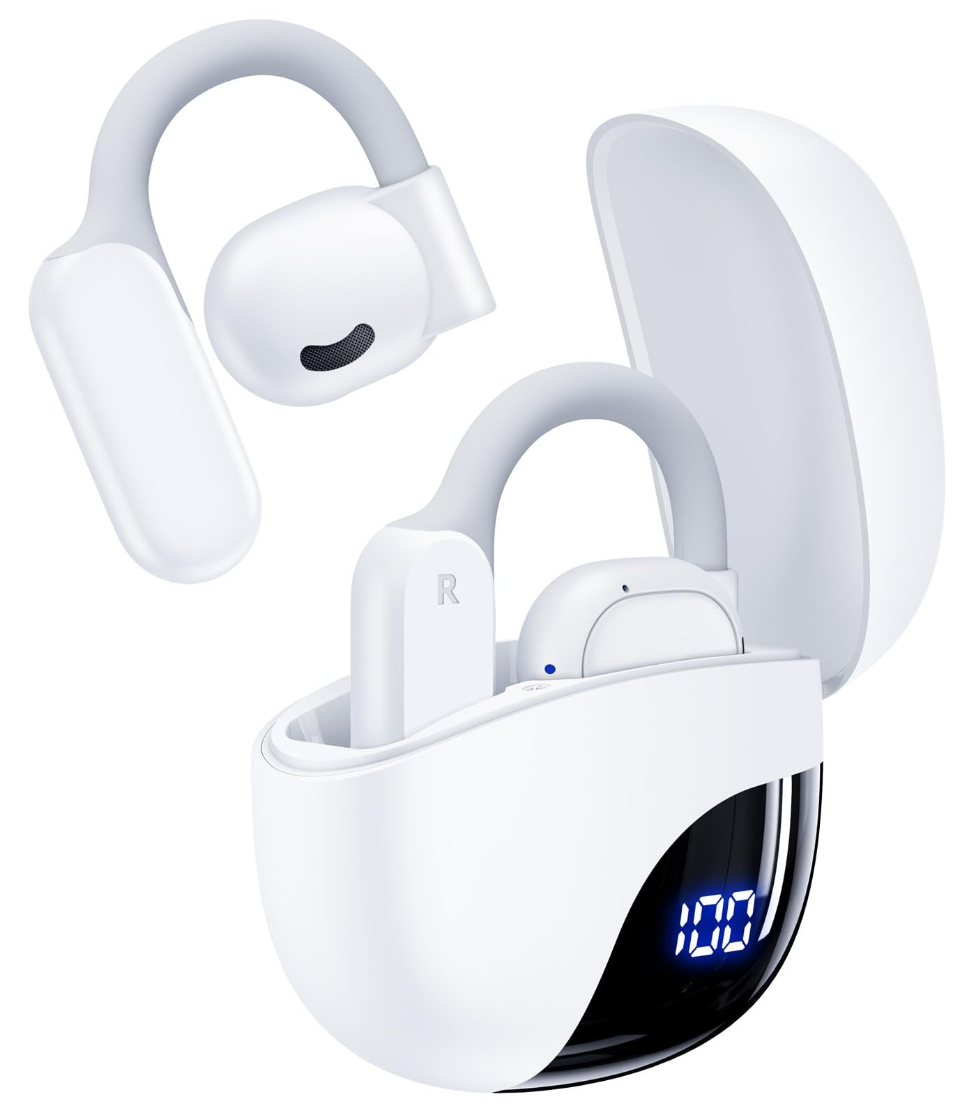 AI Translation Earbuds Real Time 164 Languages 80H Playtime Translator Ear Buds Audifonos Traductores Inglés Español Wireless Earphones Bluetooth AI Headphone for Travel Meeting Learning K08 Black