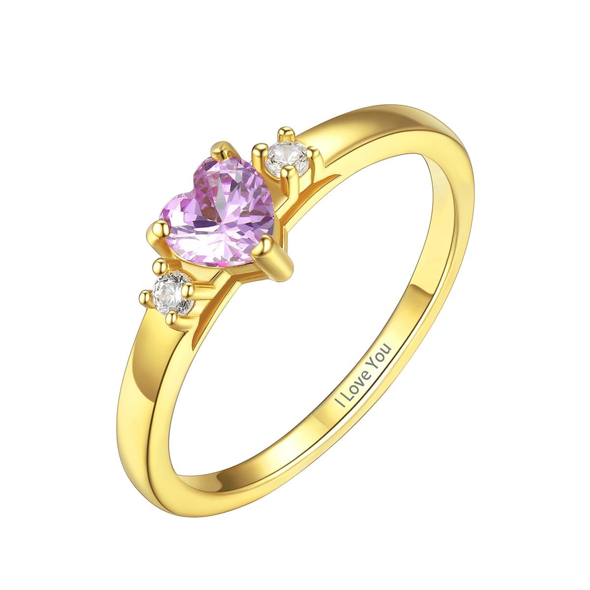 Custom4U Personalized Birthstone Rings for Women Promise Rings for Her | Sterling Silver Mothers Ring Customized Cubic Zirconia Wedding/Valentine's Day/Mother's Day Jewelry Gift for Mom Wife