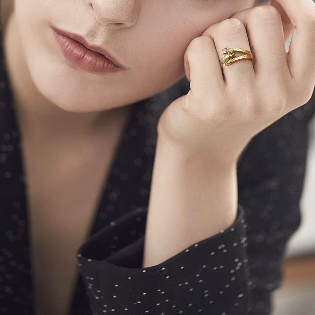Custom4U Personalized Birthstone Rings for Women Promise Rings for Her | Sterling Silver Mothers Ring Customized Cubic Zirconia Wedding/Valentine's Day/Mother's Day Jewelry Gift for Mom Wife