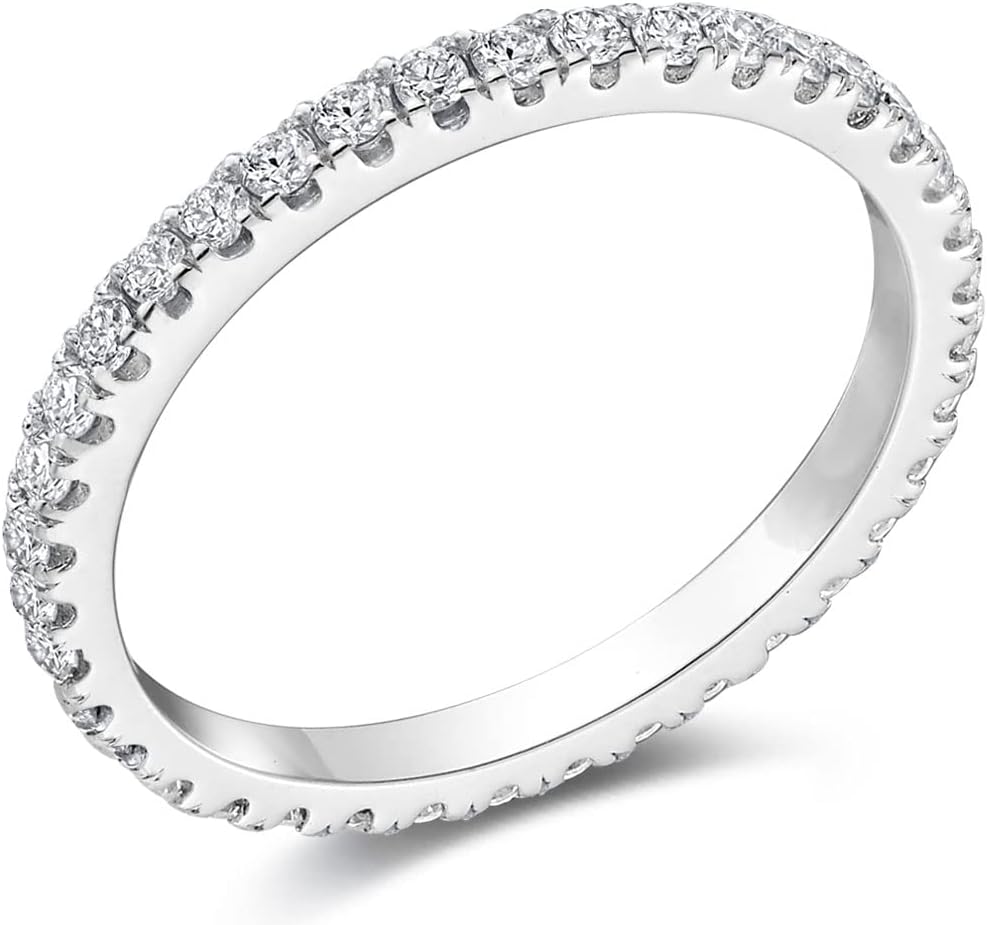 Bo.Dream Cubic Zirconia Eternity Rings Wedding Band 925 Sterling Silver